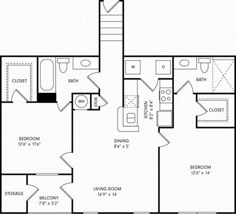 a floor plan of a house with a bedroom and a living room